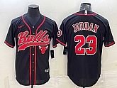 Men's Chicago Bulls #23 Michael Jordan Black With Patch Cool Base Stitched Baseball Jersey,baseball caps,new era cap wholesale,wholesale hats